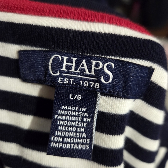 Chaps Navy and White Striped Dress, Size L - Picture 4 of 5